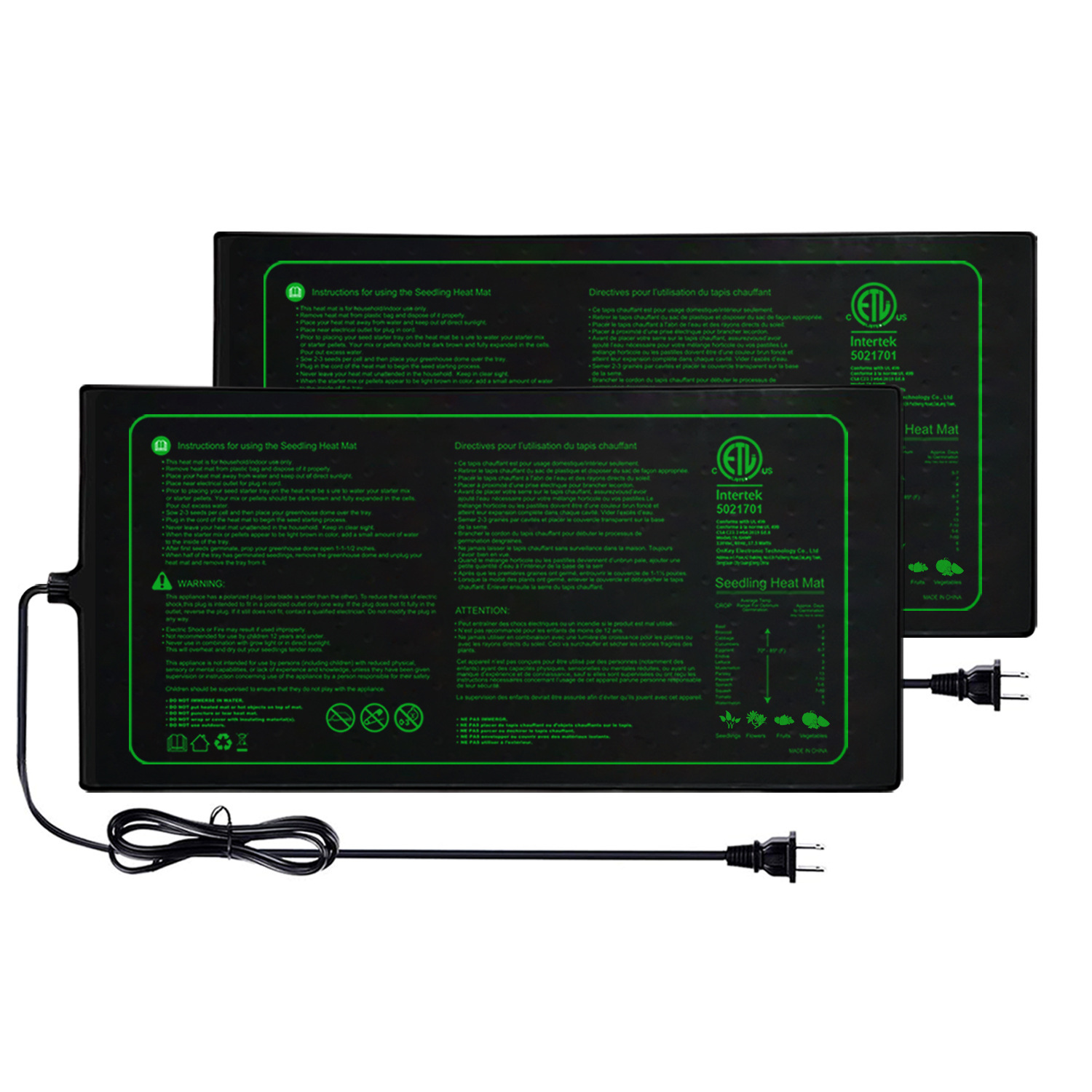 Seedling Heat Mat - 두 개 묶음 20x10인치 묘목 히트